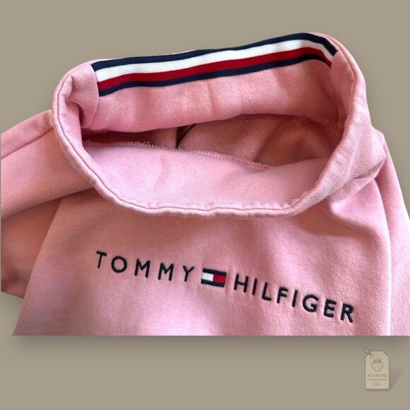 Tommy Hilfiger Pink Mock Neck Drawstring Sweatshirt Women’s M - Picture 6 of 9